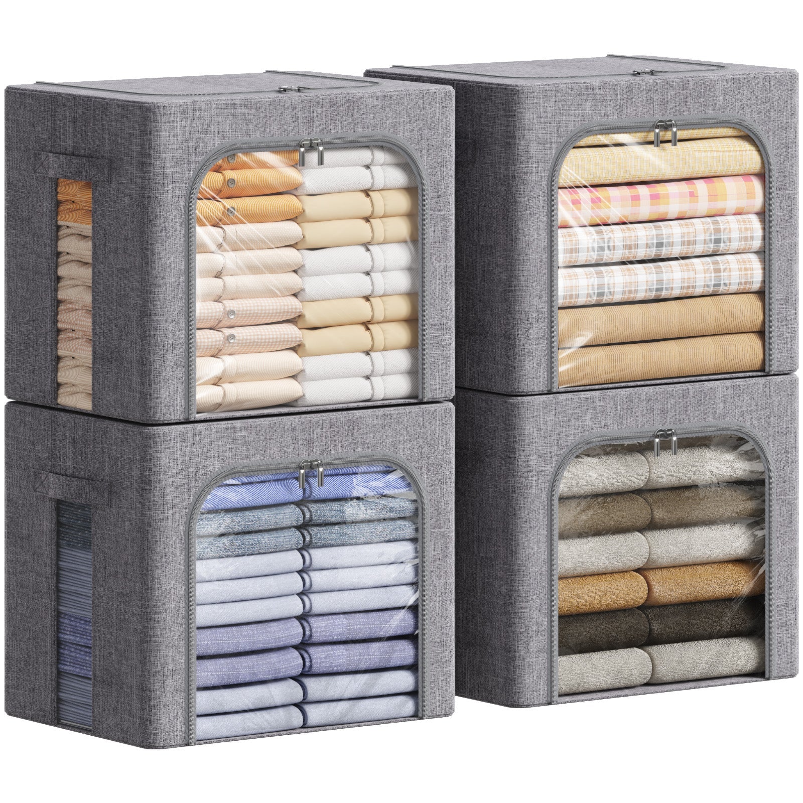 Lifewit Stackable Clothes Storage Box with Metal Frame, 40L Storage Bag Fabric Box