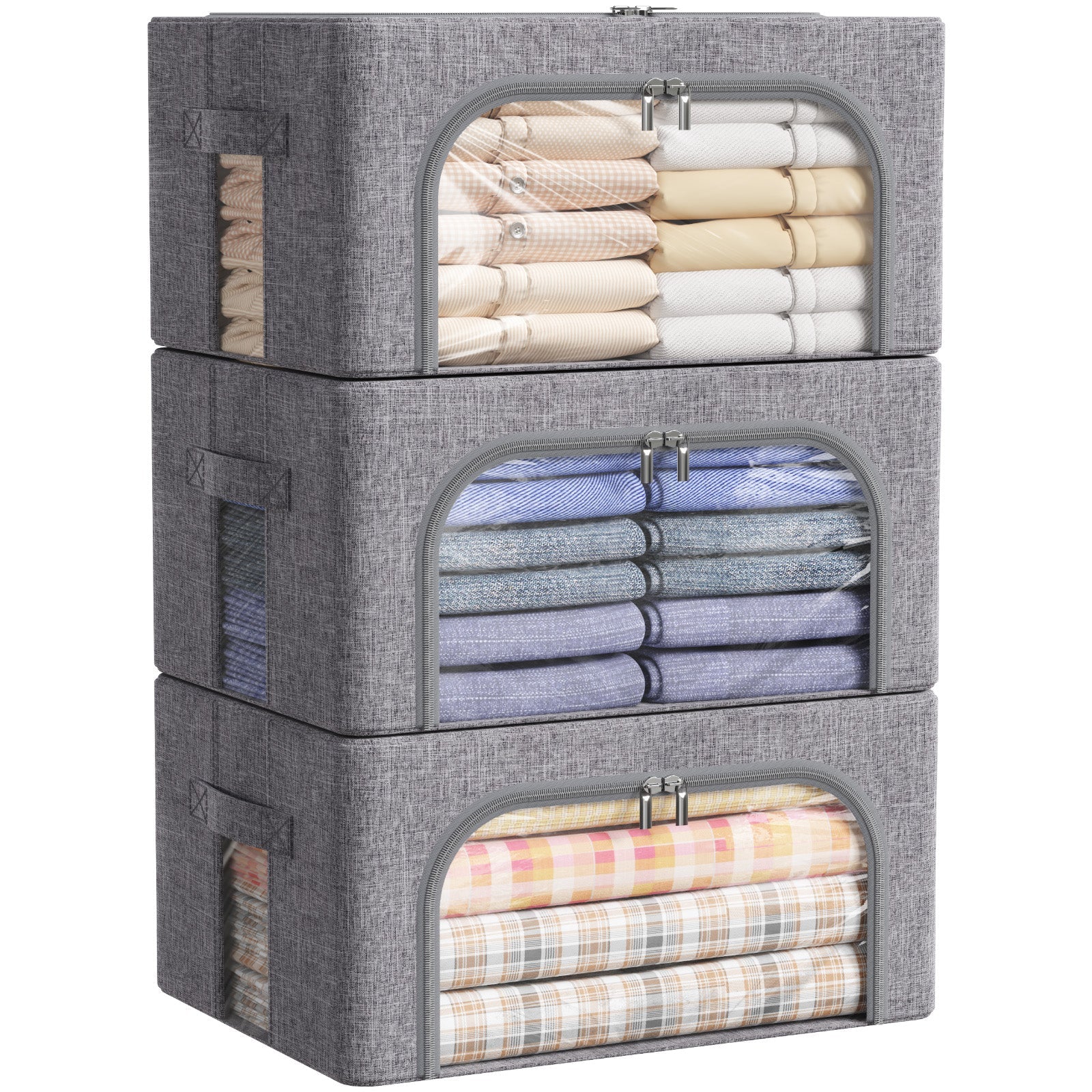 Lifewit Stackable Clothes Storage Box with Metal Frame, 40L Storage Bag Fabric Box