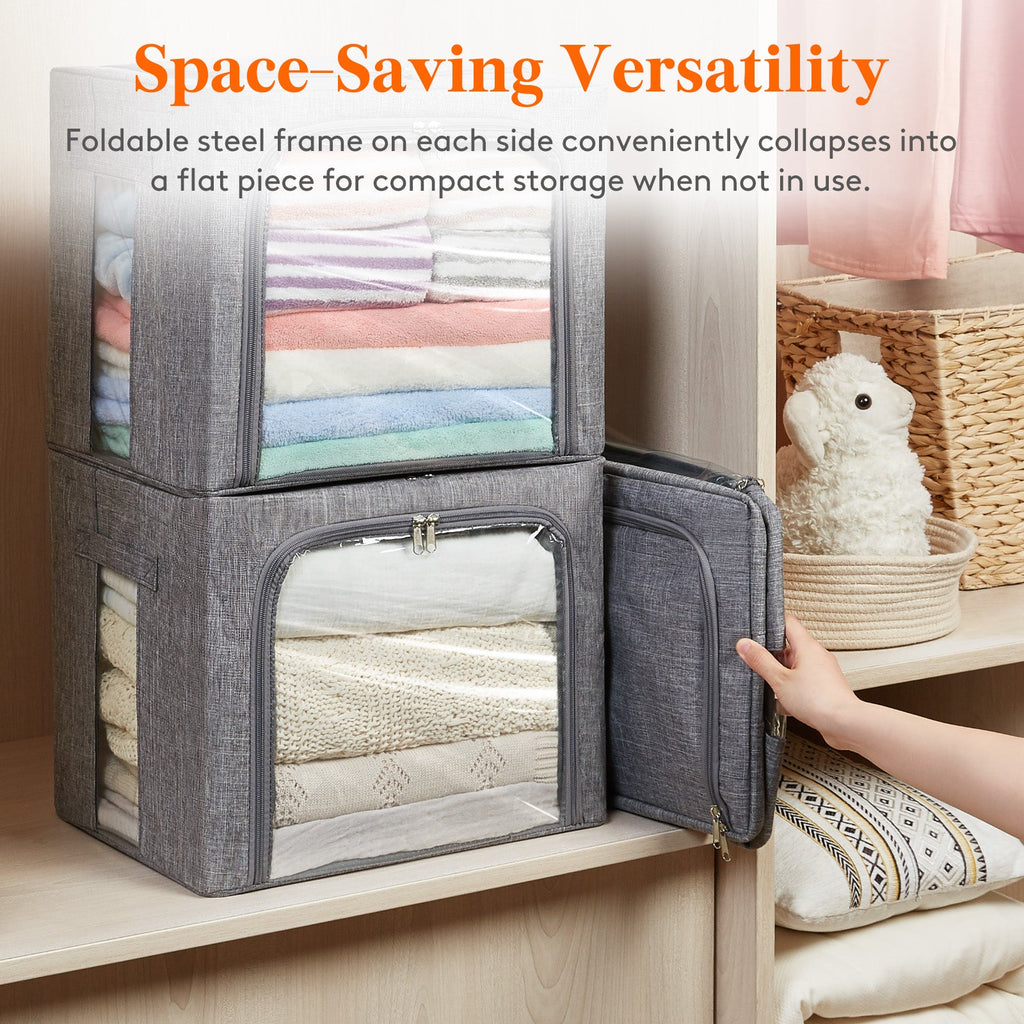 Lifewit Stackable Clothes Storage Box with Metal Frame, 40L Storage Bag Fabric Box