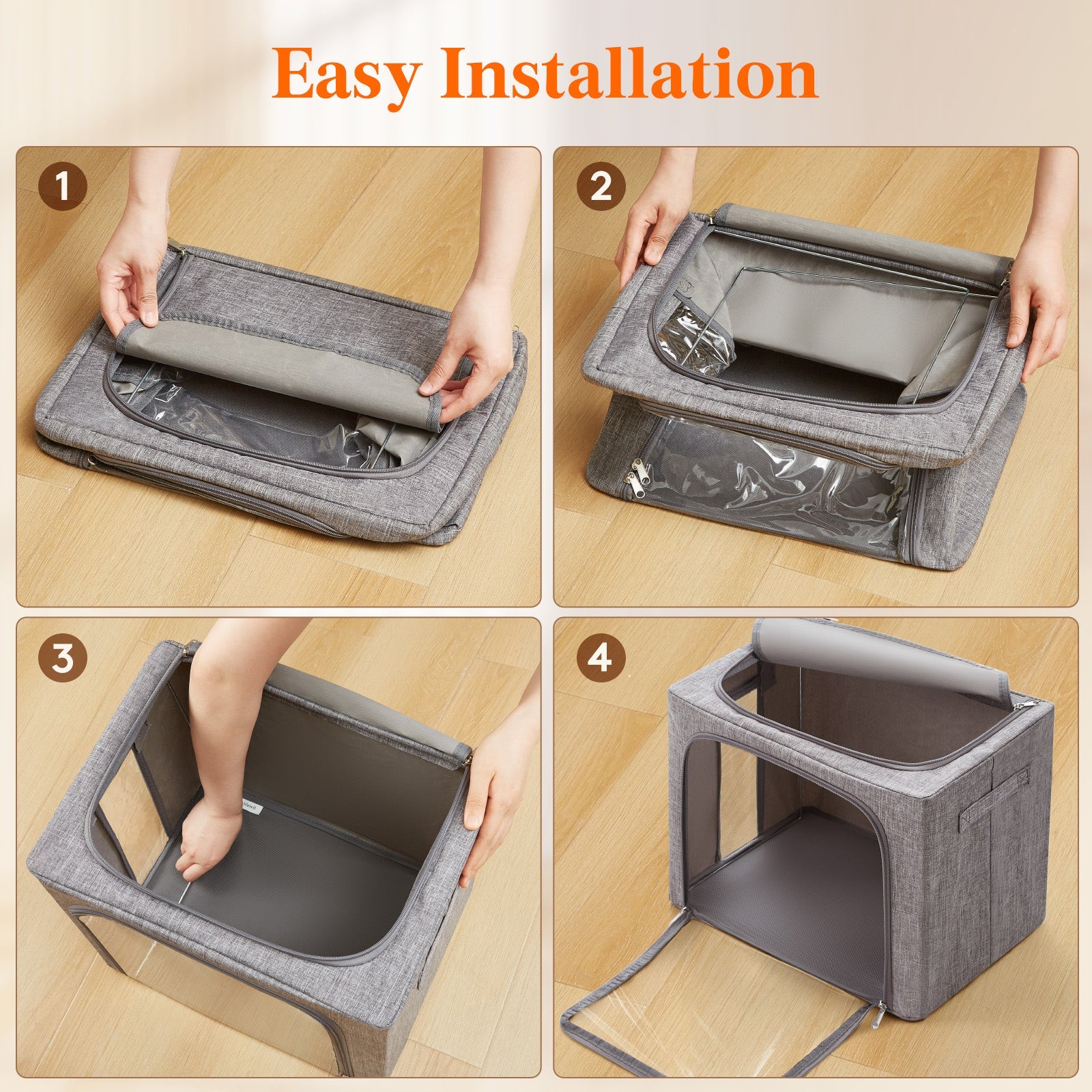 Lifewit Stackable Clothes Storage Box with Metal Frame, 40L Storage Bag Fabric Box