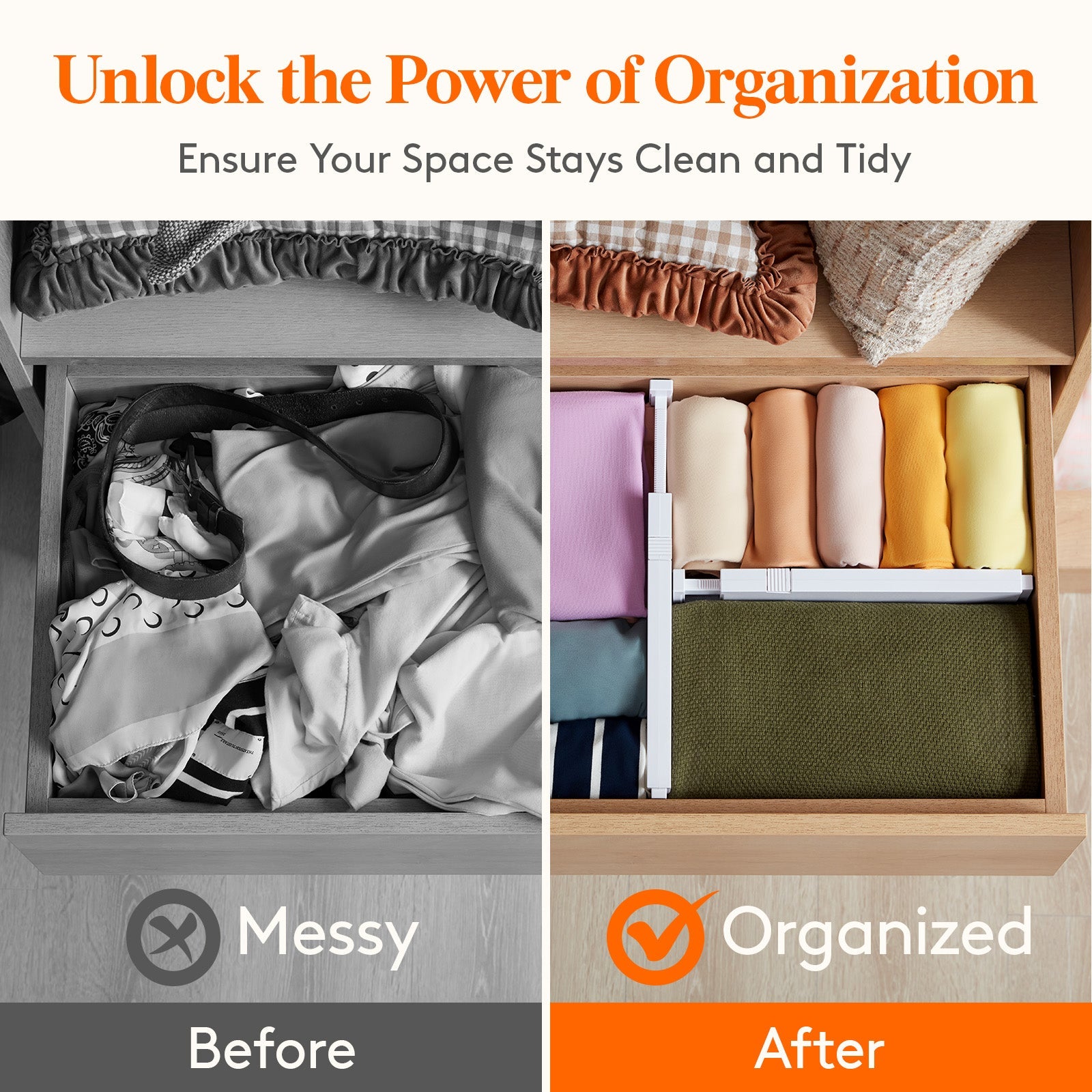 Lifewit 9-Pack Drawer Dividers 4-Inch High Adjustable Drawer Organizer