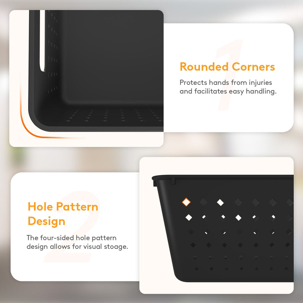 Lifewit 7-Pack Stackable Plastic Storage Baskets, Multiple Sizes Open Containers