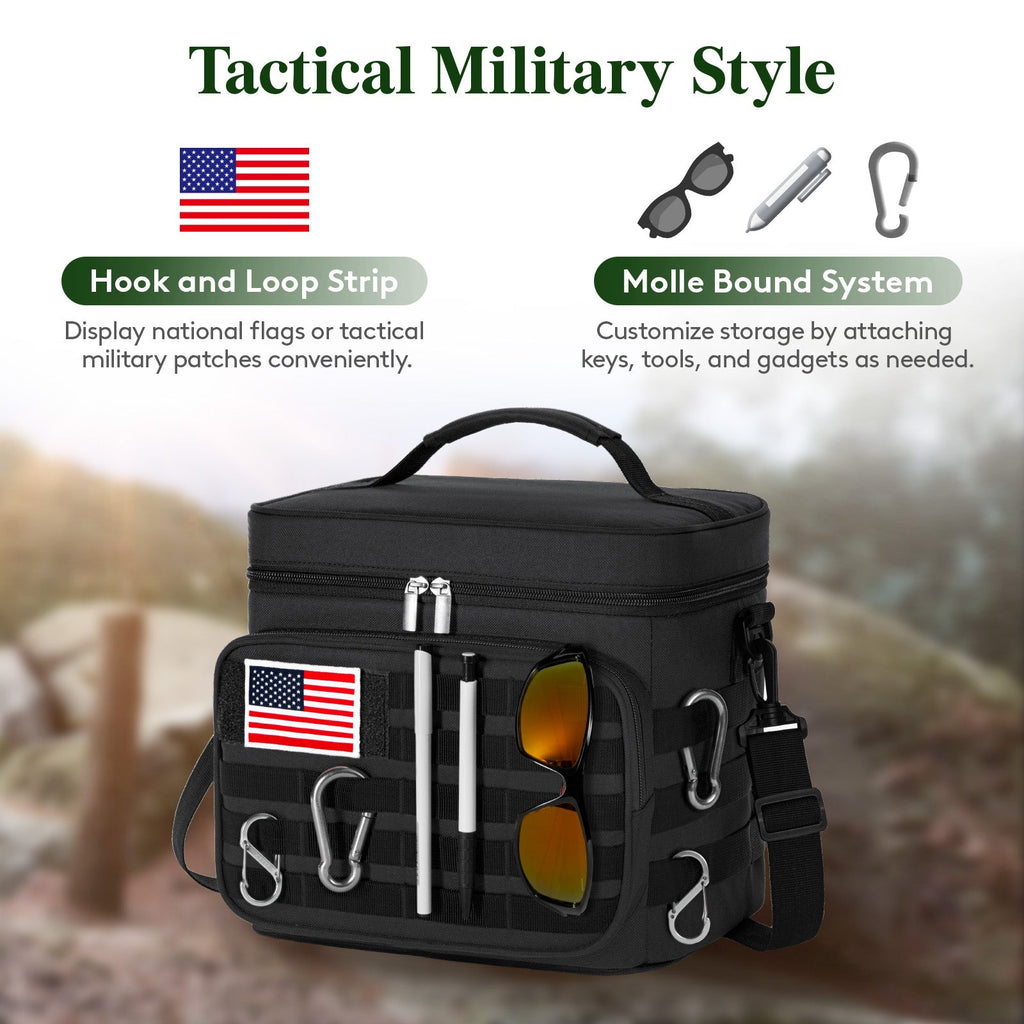 Lifewit Leak Proof Insulated Large Men's Tactical Lunch Box with MOLLE Webbing and Shoulder Straps