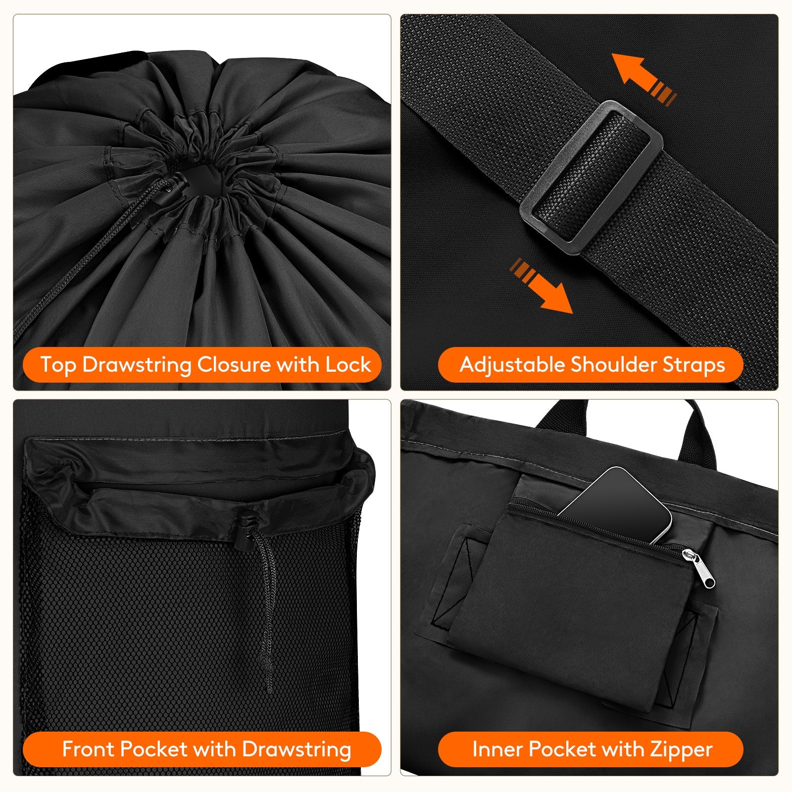 Lifewit 90L Extra Large Laundry Backpack with Shoulder Straps and Mesh Pocket