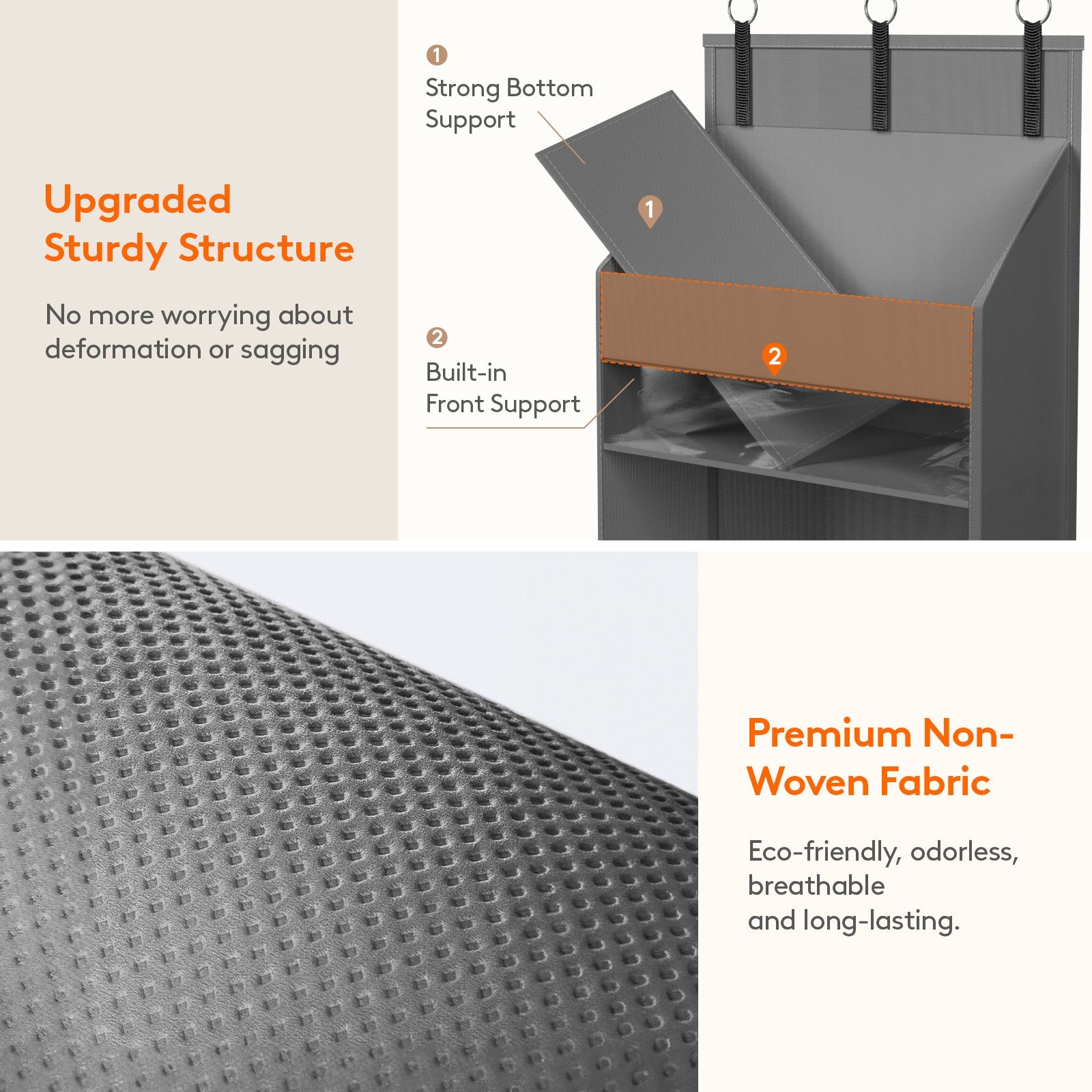 Lifewit 1-Pack 5-Tier Clear Window Hanging Storage Rack with 4 Mesh Side Pockets