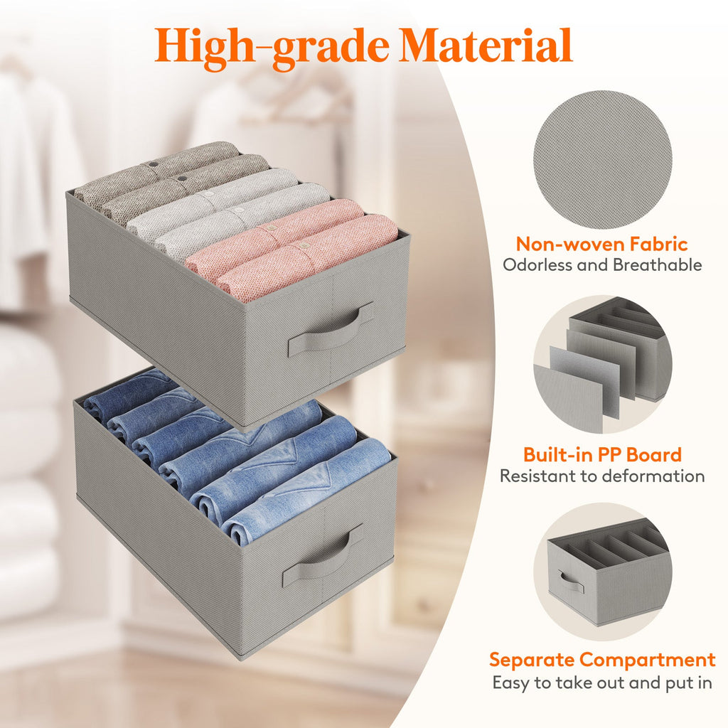 Lifewit 6 Compartment Foldable Wardrobe Organizer with Support Board