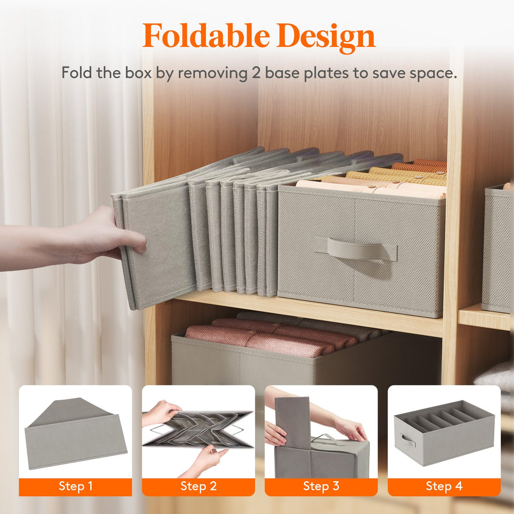 Lifewit 6 Compartment Foldable Wardrobe Organizer with Support Board