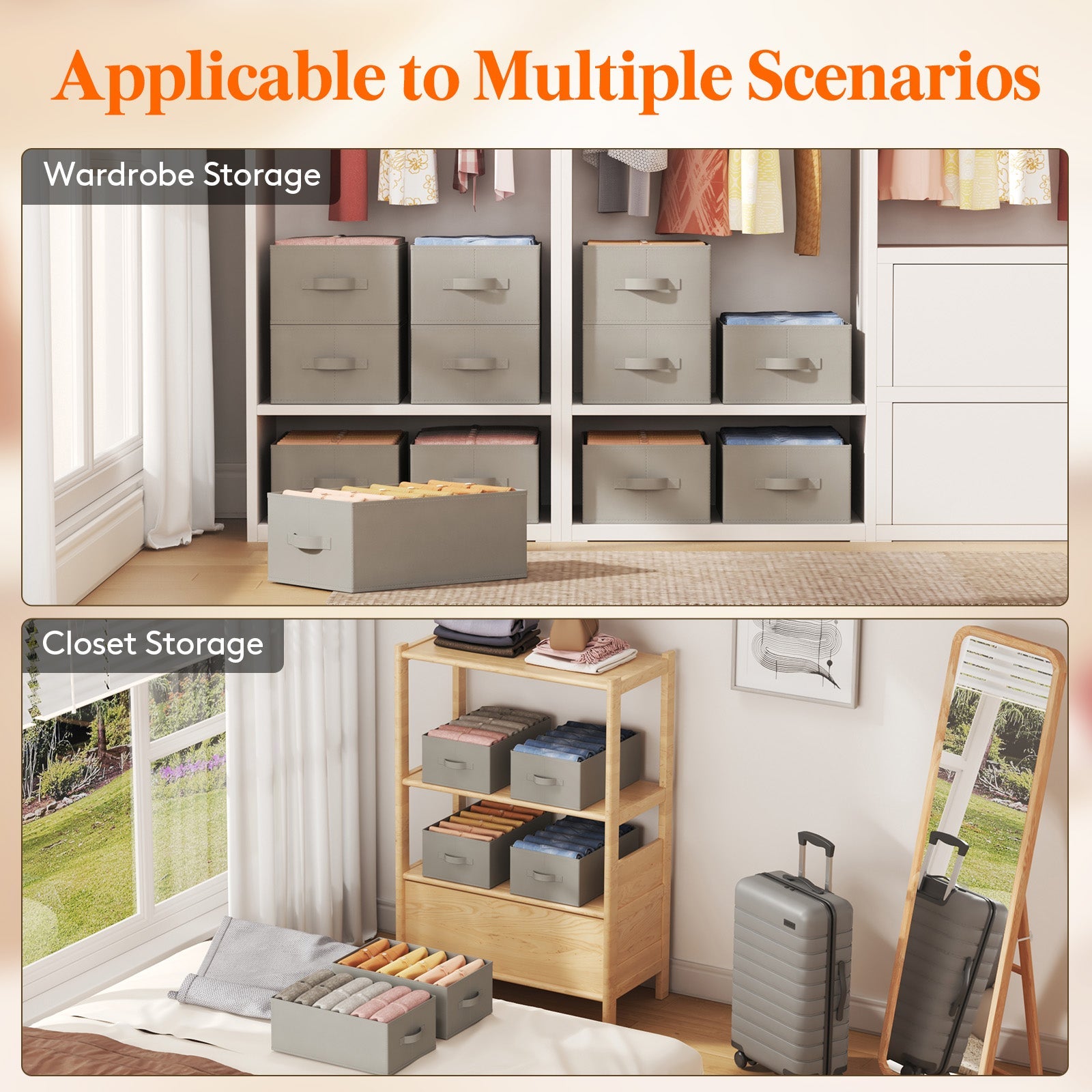 Lifewit 6 Compartment Foldable Wardrobe Organizer with Support Board