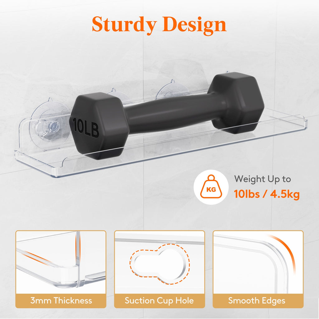 Lifewit Window Plant Floating Shelf 15 Inch, 3 Pack Acrylic Suction Cup Shelves