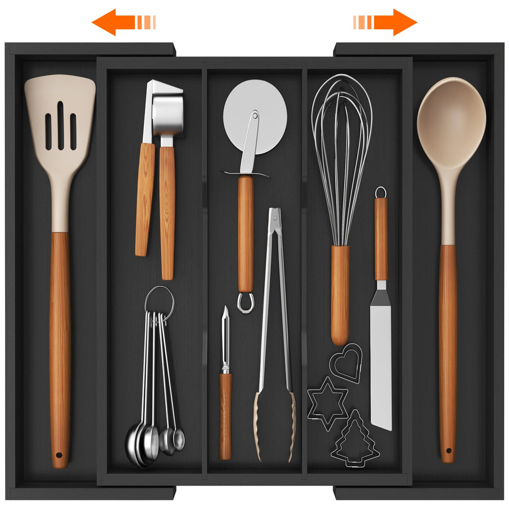 Lifewit Expandable Kitchen Bamboo Drawer Utensil Organizer, Natural