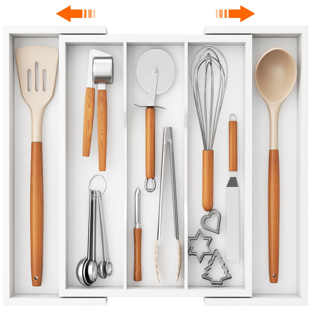 Lifewit Expandable Kitchen Bamboo Drawer Utensil Organizer, Natural