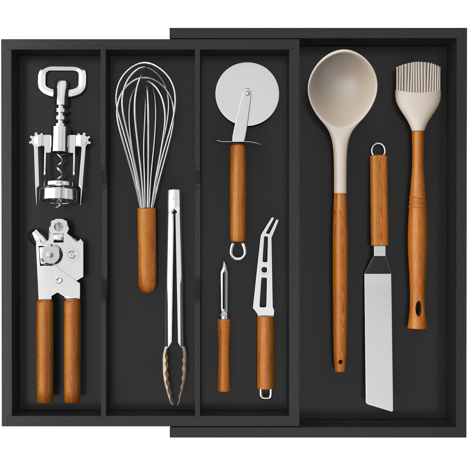 Lifewit Expandable Kitchen Bamboo Drawer Utensil Organizer, Natural