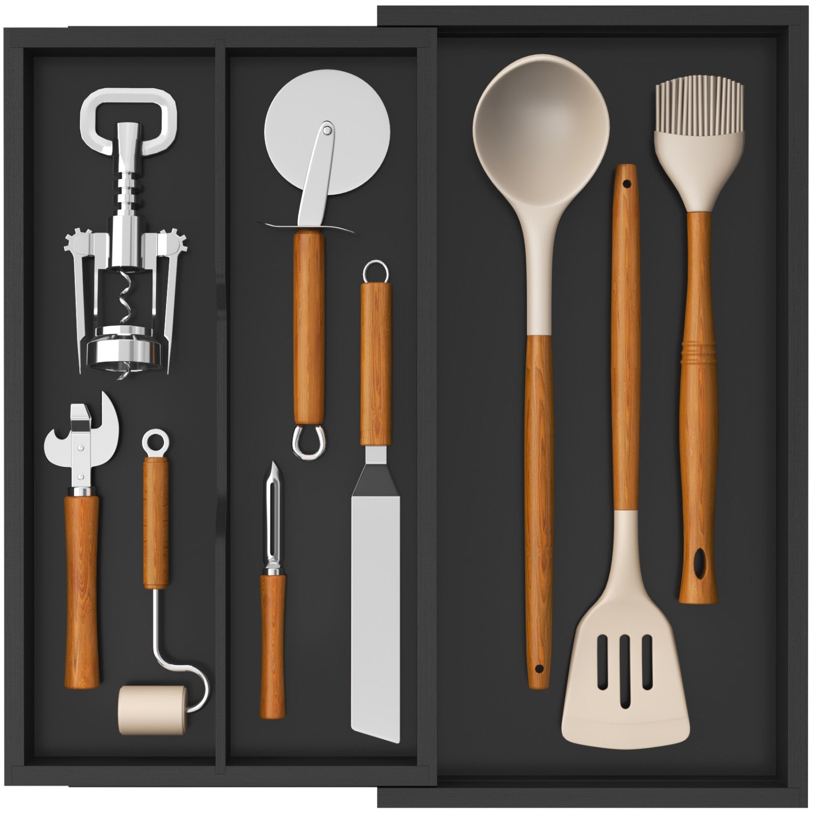 Lifewit Expandable Kitchen Bamboo Drawer Utensil Organizer, Natural