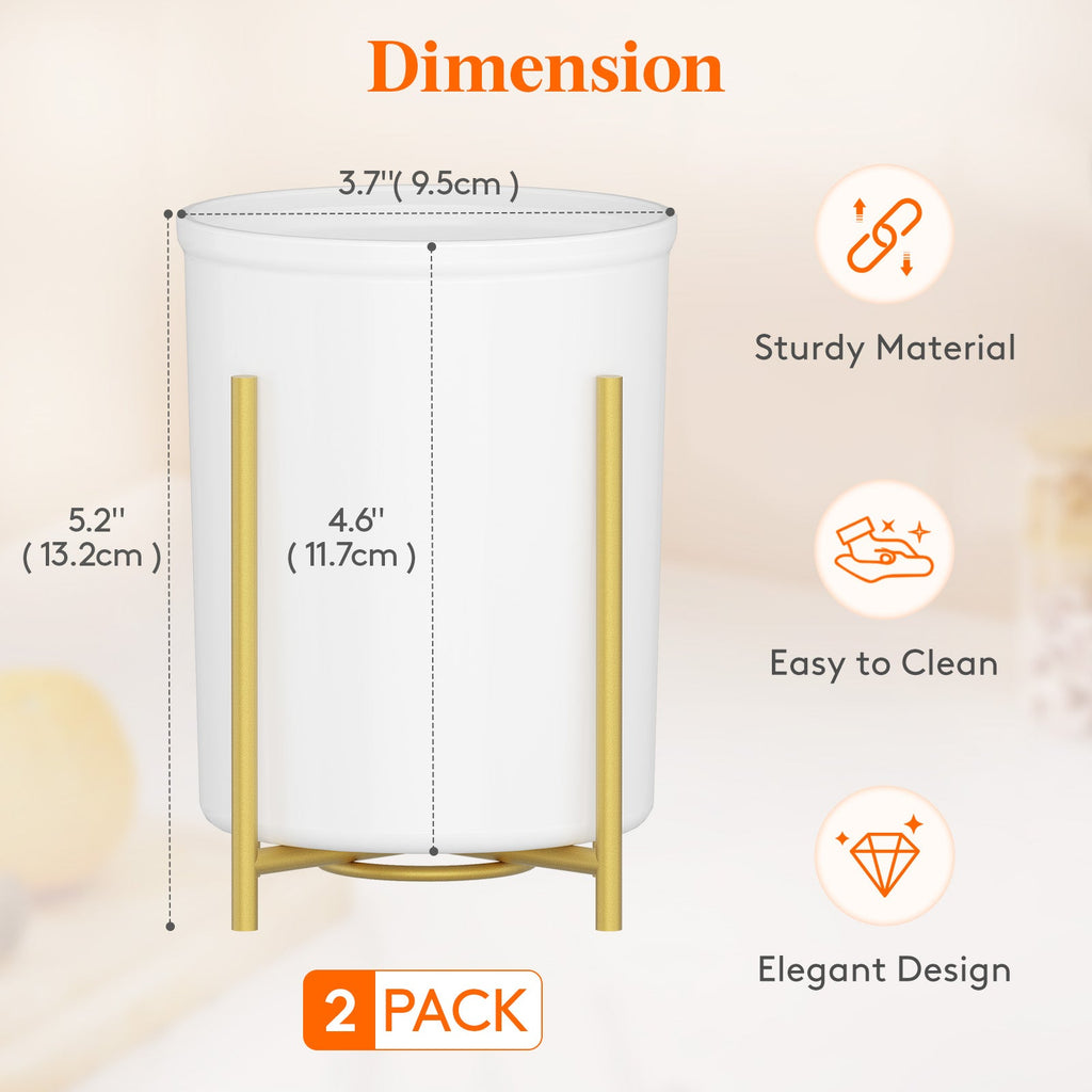 Lifewit 2-pack Plastic Silverware Holder for Kitchen Countertop, Cutlery Flatware Caddy with Metal Brackets, Utensil Spoon Fork knives Organizer for Party Picnic, Gold