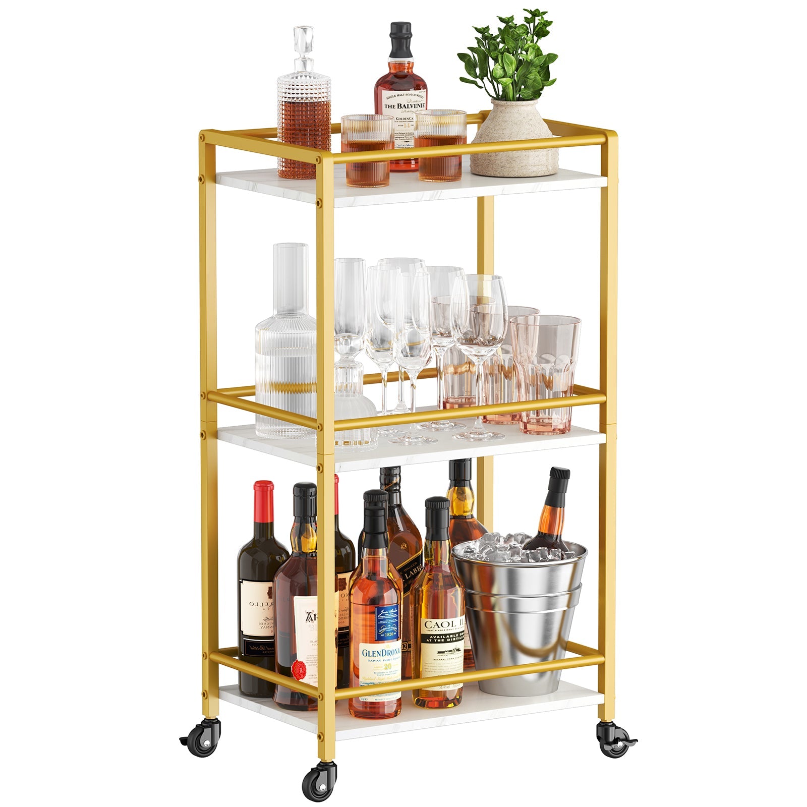Lifewit 3 tier Small Modern Bar Cart With Wine Rack