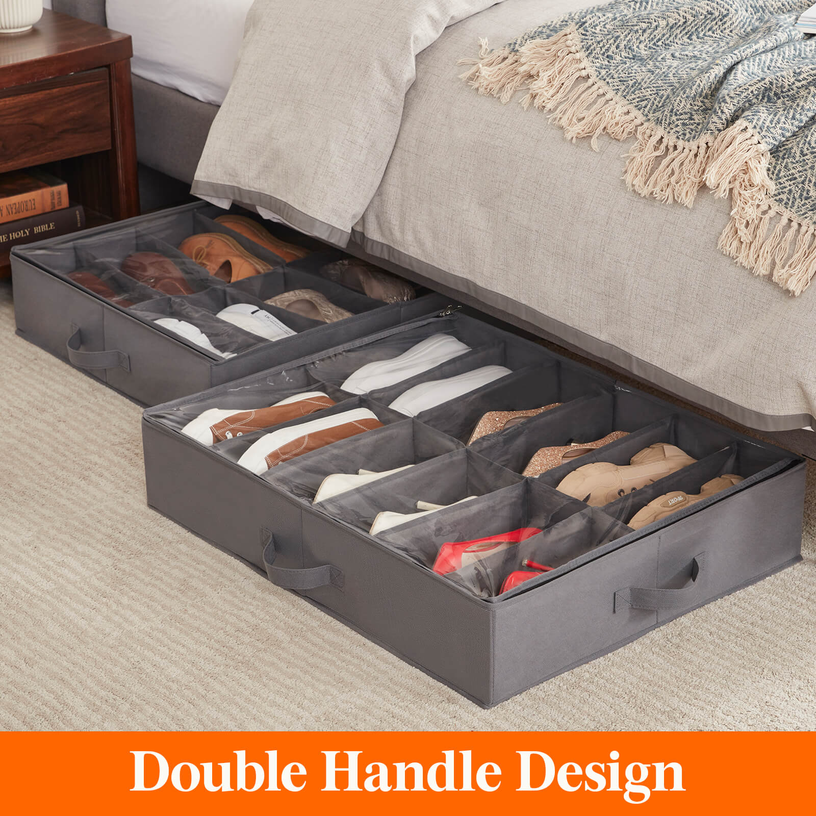 Lifewit Under Bed Shoe Storage Organizer for Dorm, Bedroom