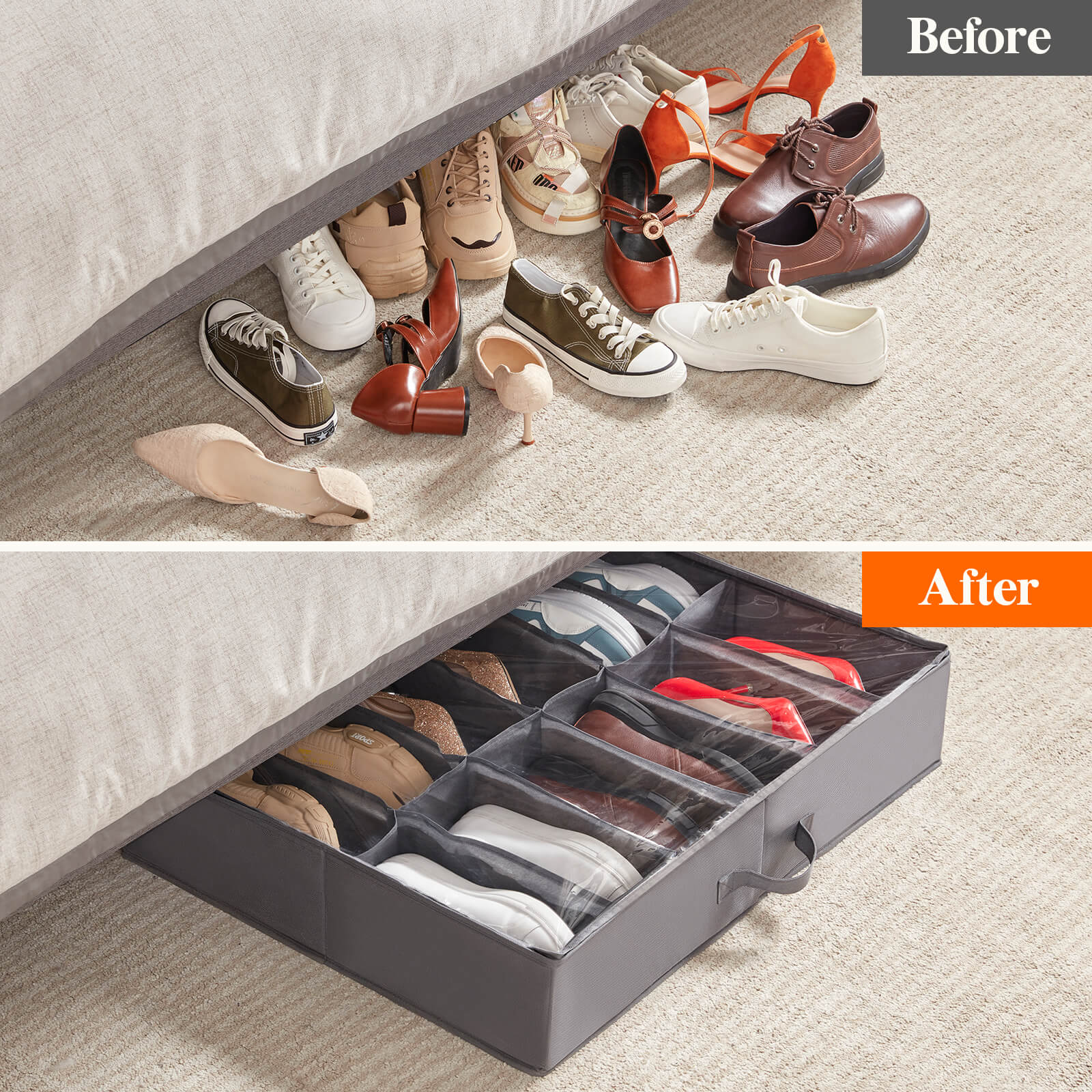 Lifewit Under Bed Shoe Storage Organizer for Dorm, Bedroom