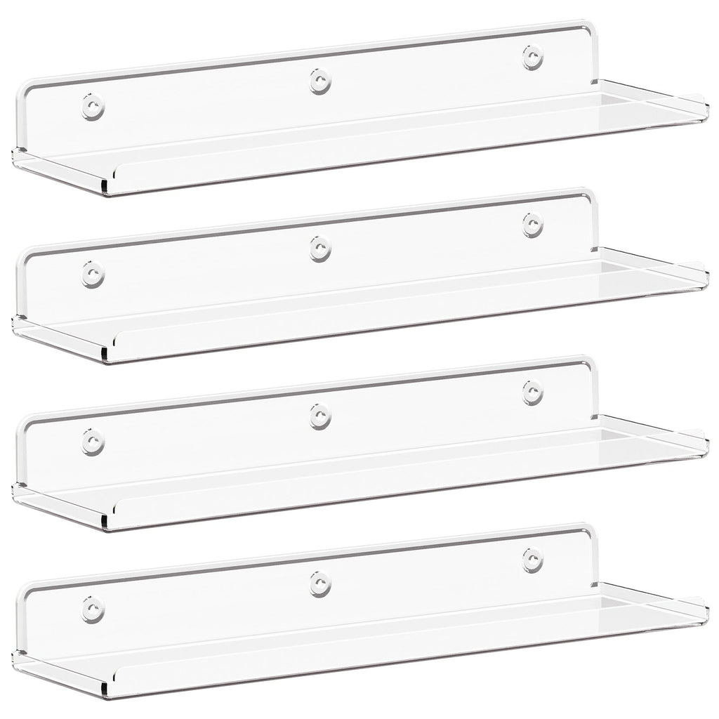 Lifewit Floating Shelves for Wall, 6 Pack 15" Clear Acrylic Shelf Room Decor
