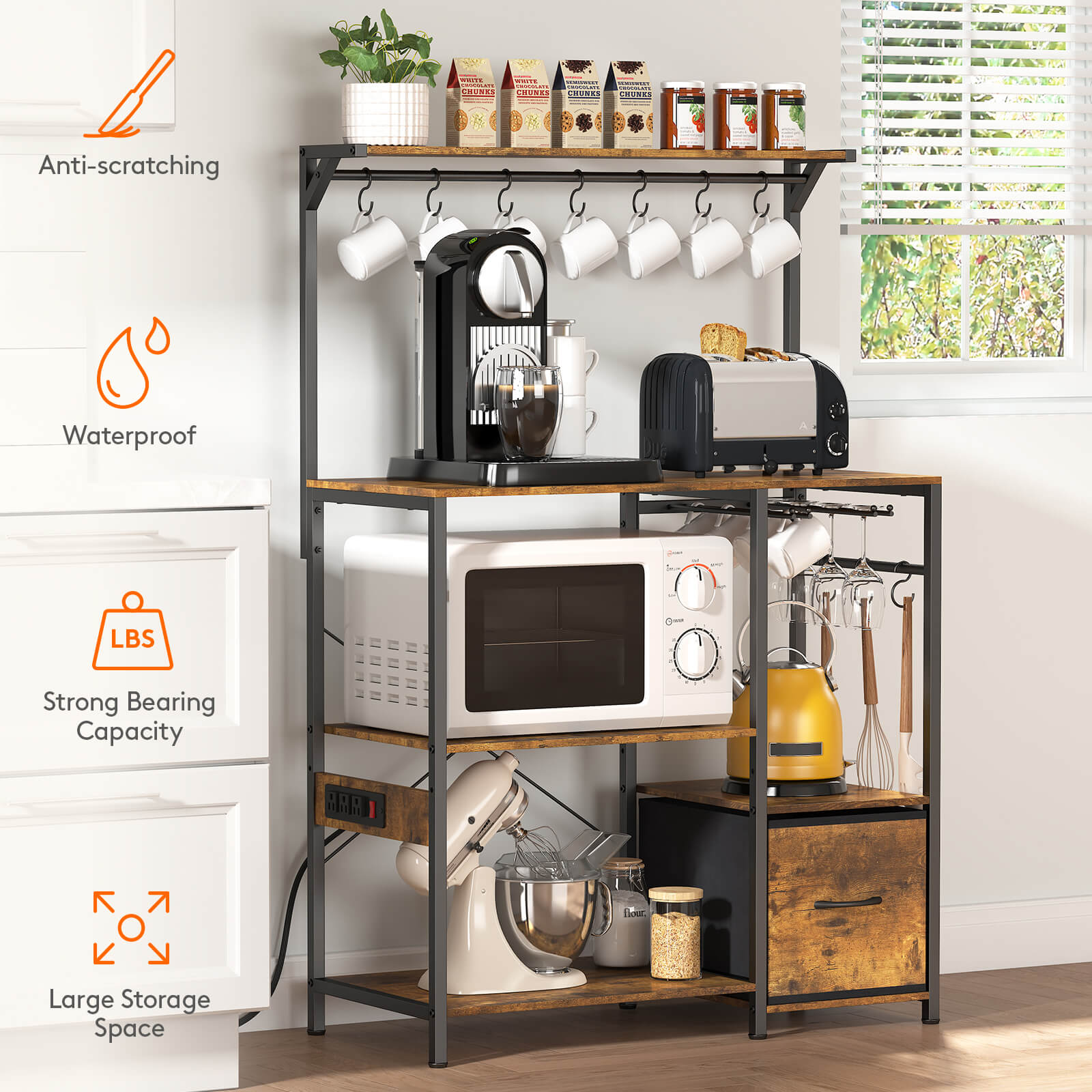 Lifewit Baker's Rack, Kitchen Microwave Stand with Storage, Coffee Bar, Storage Shelf