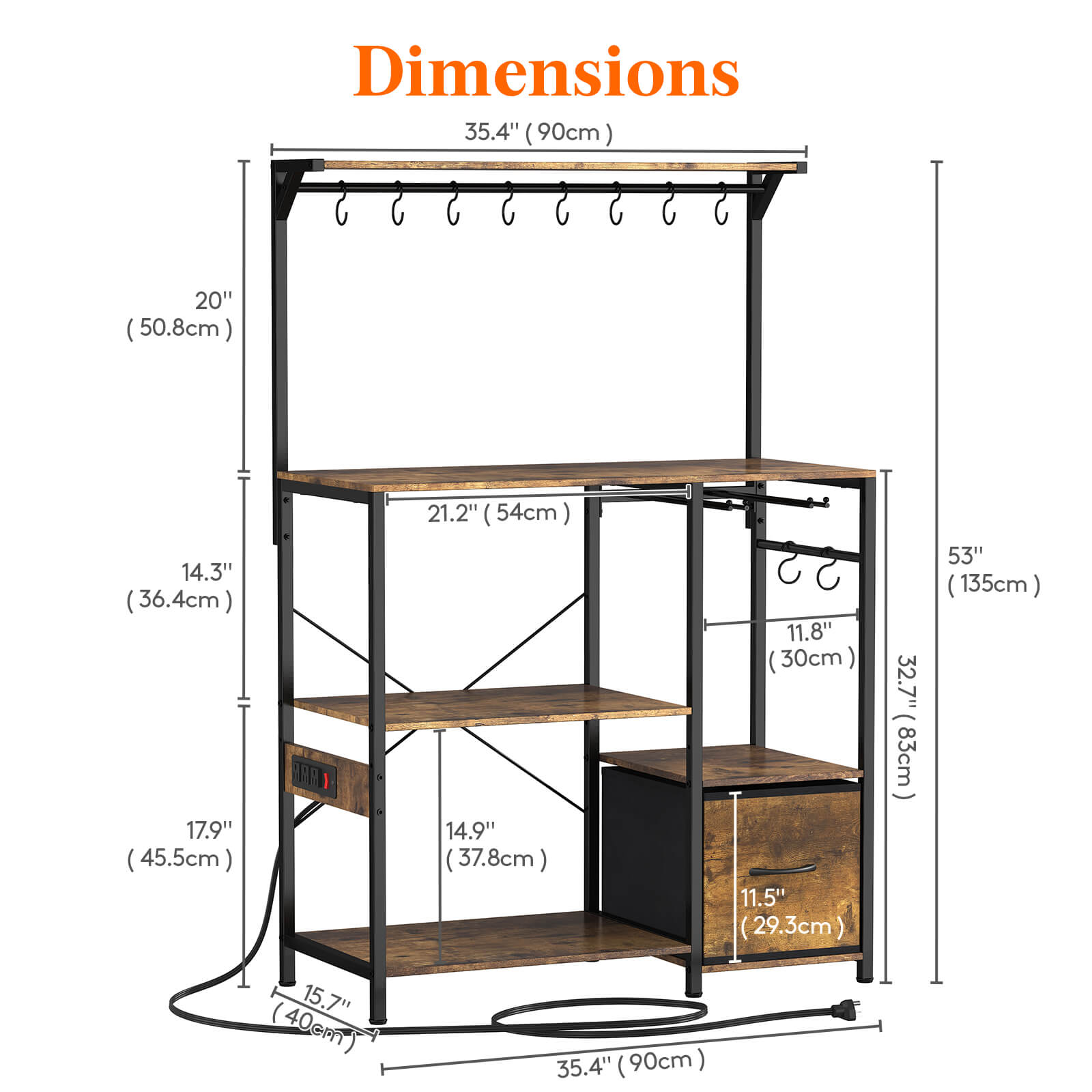Lifewit Baker's Rack, Kitchen Microwave Stand with Storage, Coffee Bar, Storage Shelf