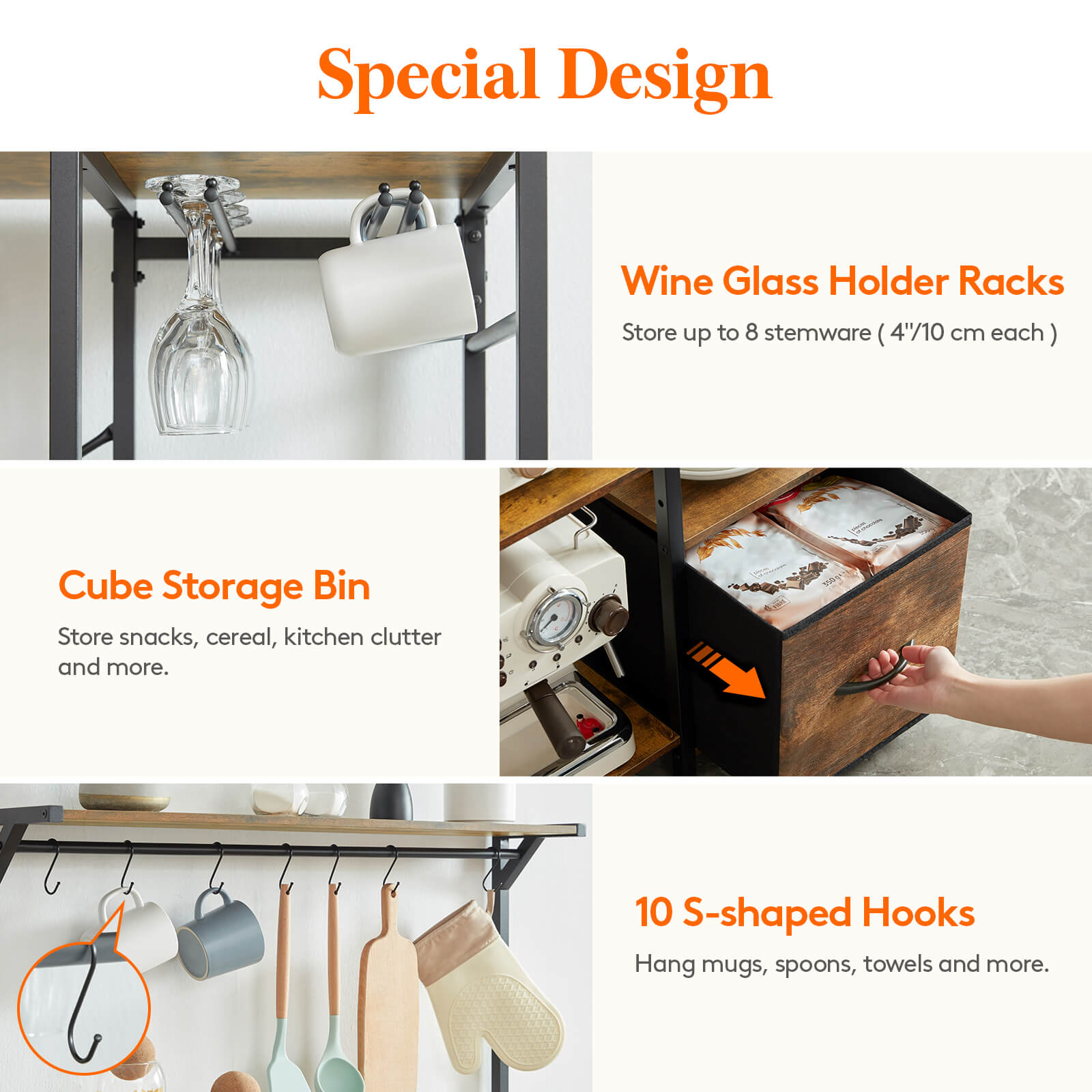 Lifewit Baker's Rack, Kitchen Microwave Stand with Storage, Coffee Bar, Storage Shelf