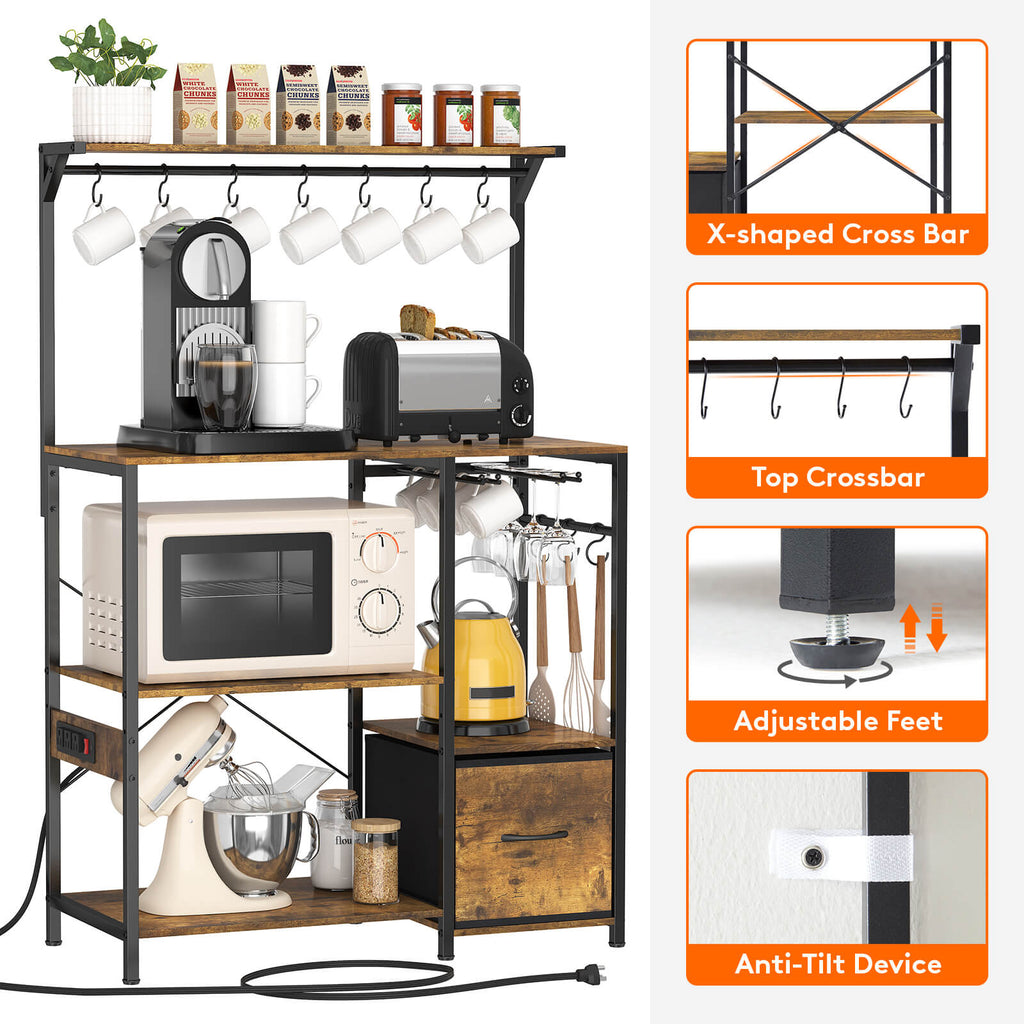 Lifewit Baker's Rack, Kitchen Microwave Stand with Storage, Coffee Bar, Storage Shelf