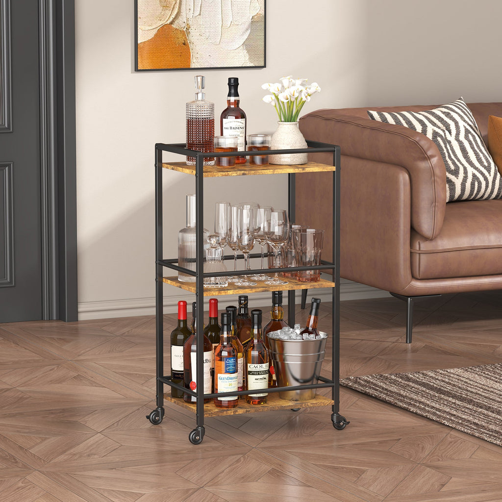 Lifewit 3 tier Small Modern Bar Cart With Wine Rack