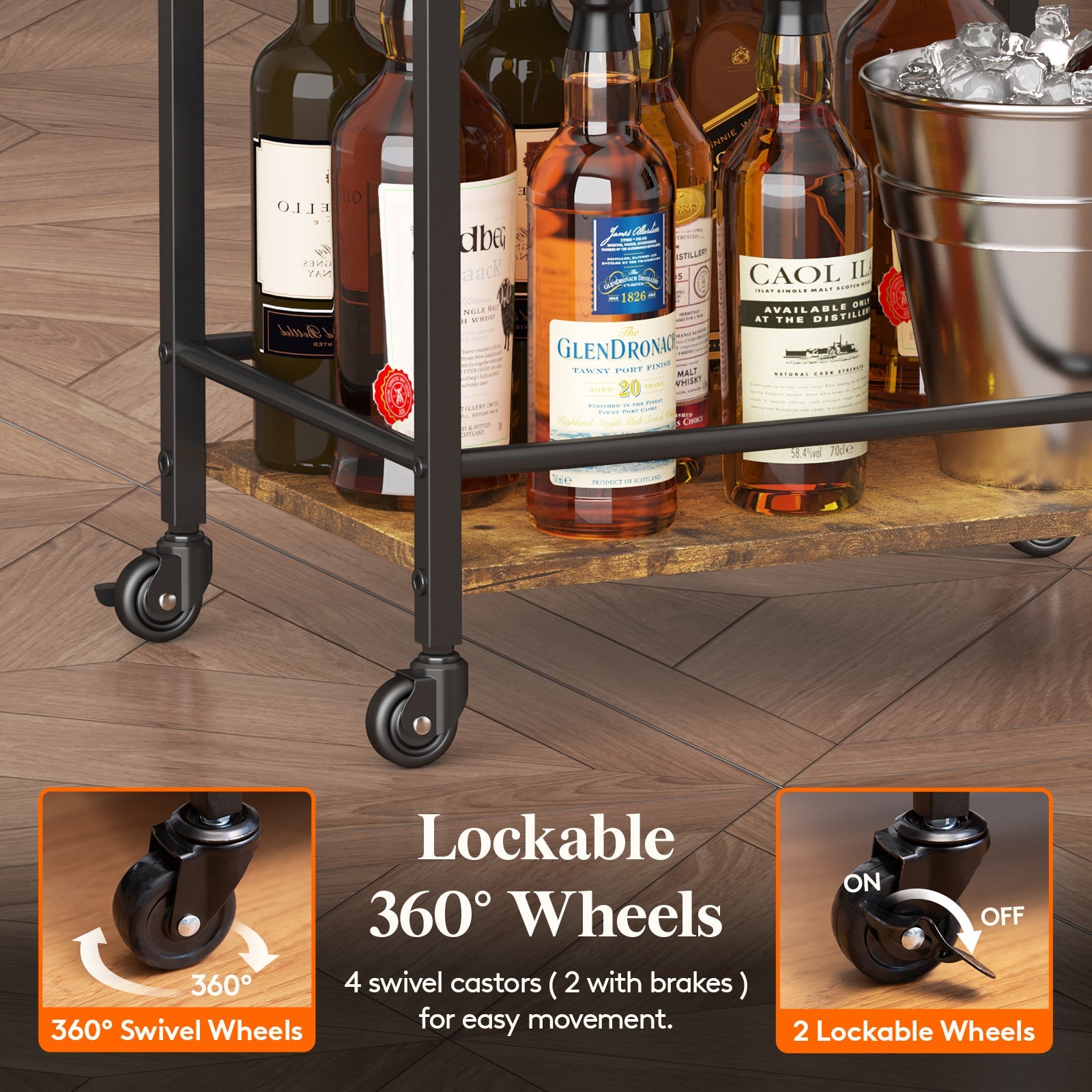 Lifewit 3 tier Small Modern Bar Cart With Wine Rack