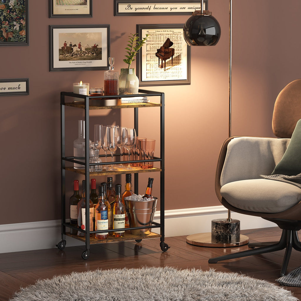 Lifewit 3 tier Small Modern Bar Cart With Wine Rack