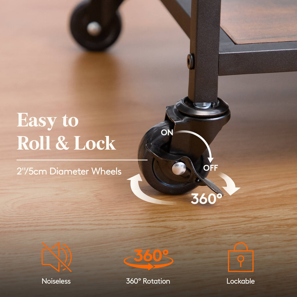 Lifewit 3 Tier Bar Cart with Wine Rack, Mini Bar Wine Beverage Serving Cart