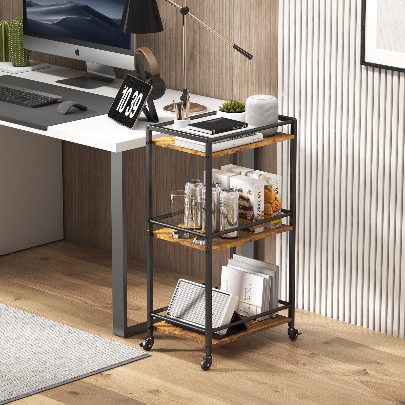 Lifewit 3 tier Small Modern Bar Cart With Wine Rack