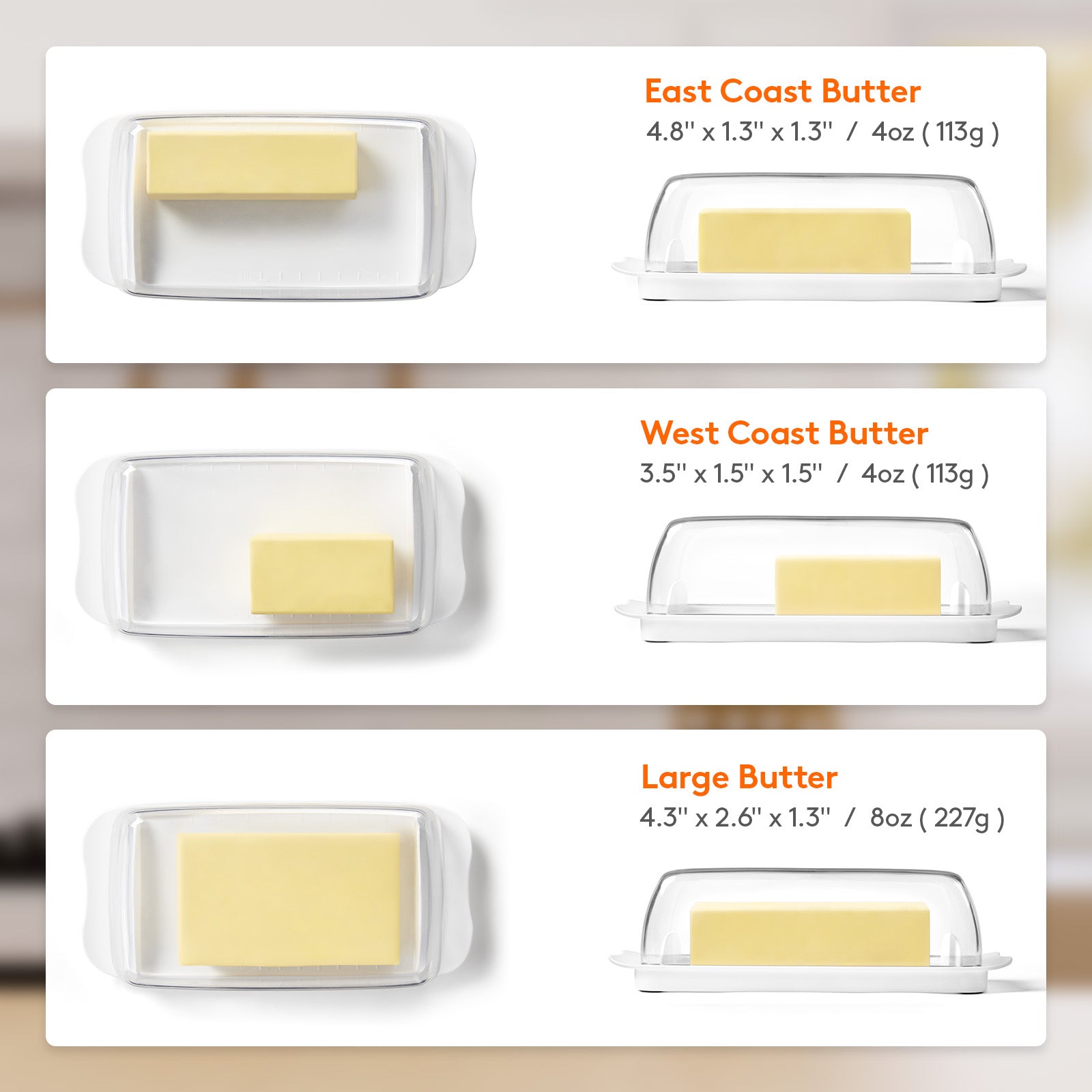 Lifewit Butter Dish With Lid, Extra Large Plastic Butter Holder Container