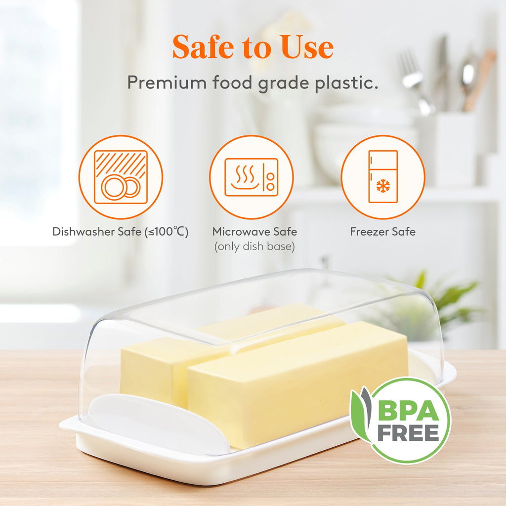 Lifewit Butter Dish With Lid, Extra Large Plastic Butter Holder Container