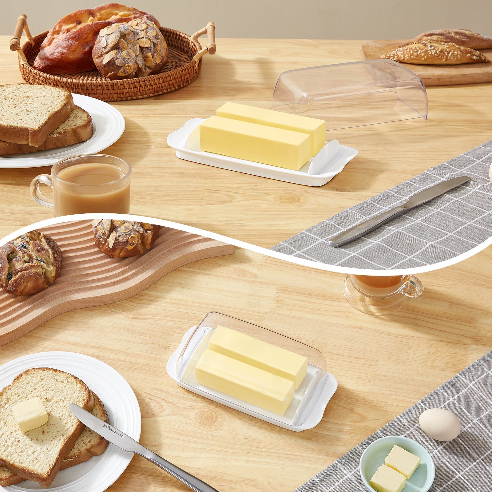 Lifewit Butter Dish With Lid, Extra Large Plastic Butter Holder Container