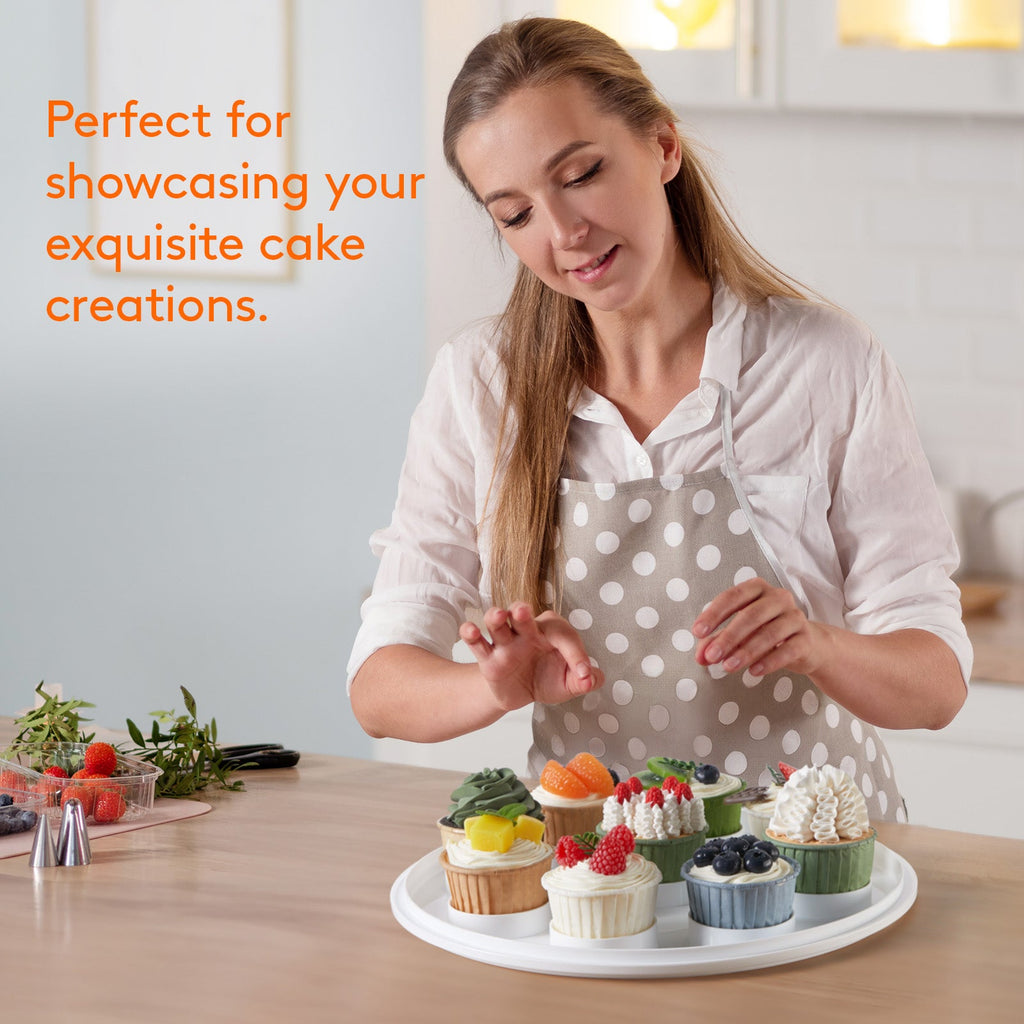 Lifewit Cake Carrier with Lid and Handle, Two Sided Cupcake Carrier Holder, White