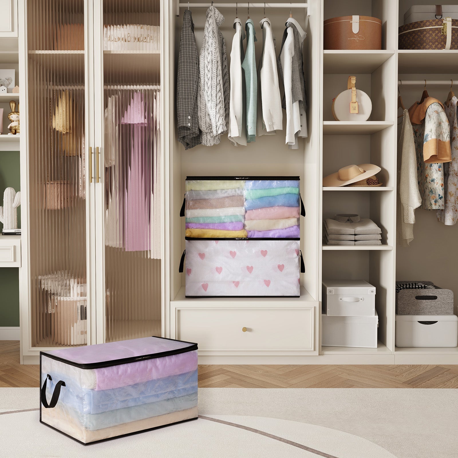 Lifewit Plastic Clothes Storage Bags, Foldable Storage Containers Closet Organizers, 6 Pack, 60L