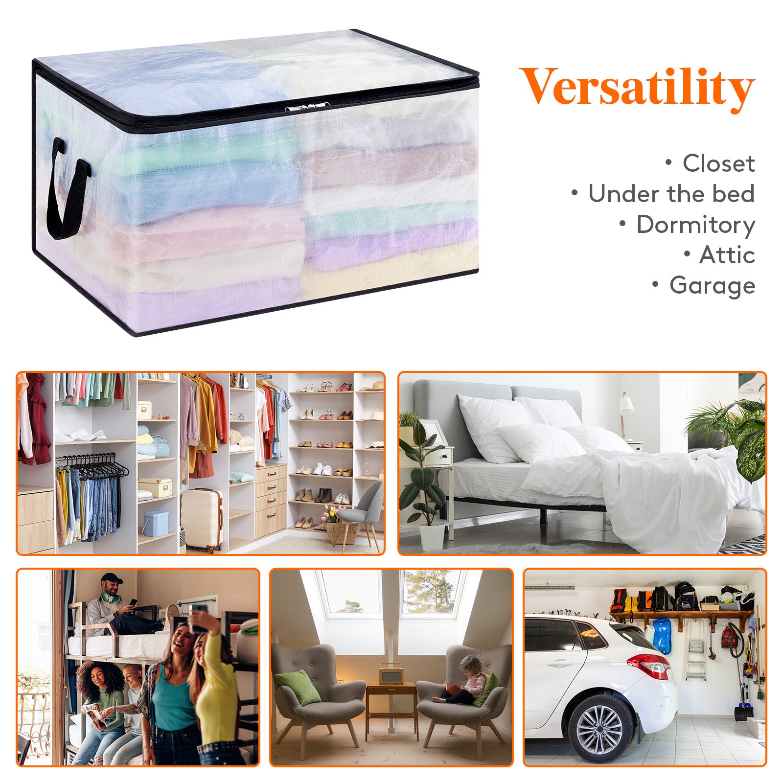 Lifewit Plastic Clothes Storage Bags, Foldable Storage Containers Closet Organizers, 6 Pack, 60L