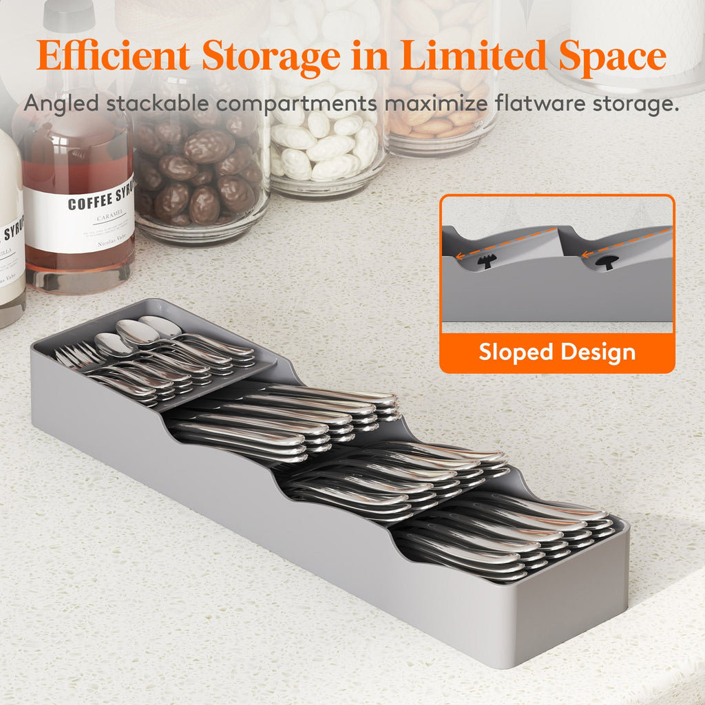 Lifewit Compact Flatware Drawer Organizer, Narrow Silverware Tray for Kitchen Drawers