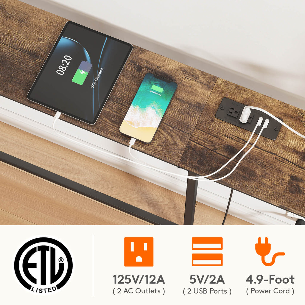 Lifewit Long Narrow Sofa Console Table with Outlets for Living Room, Entryway, Hallway