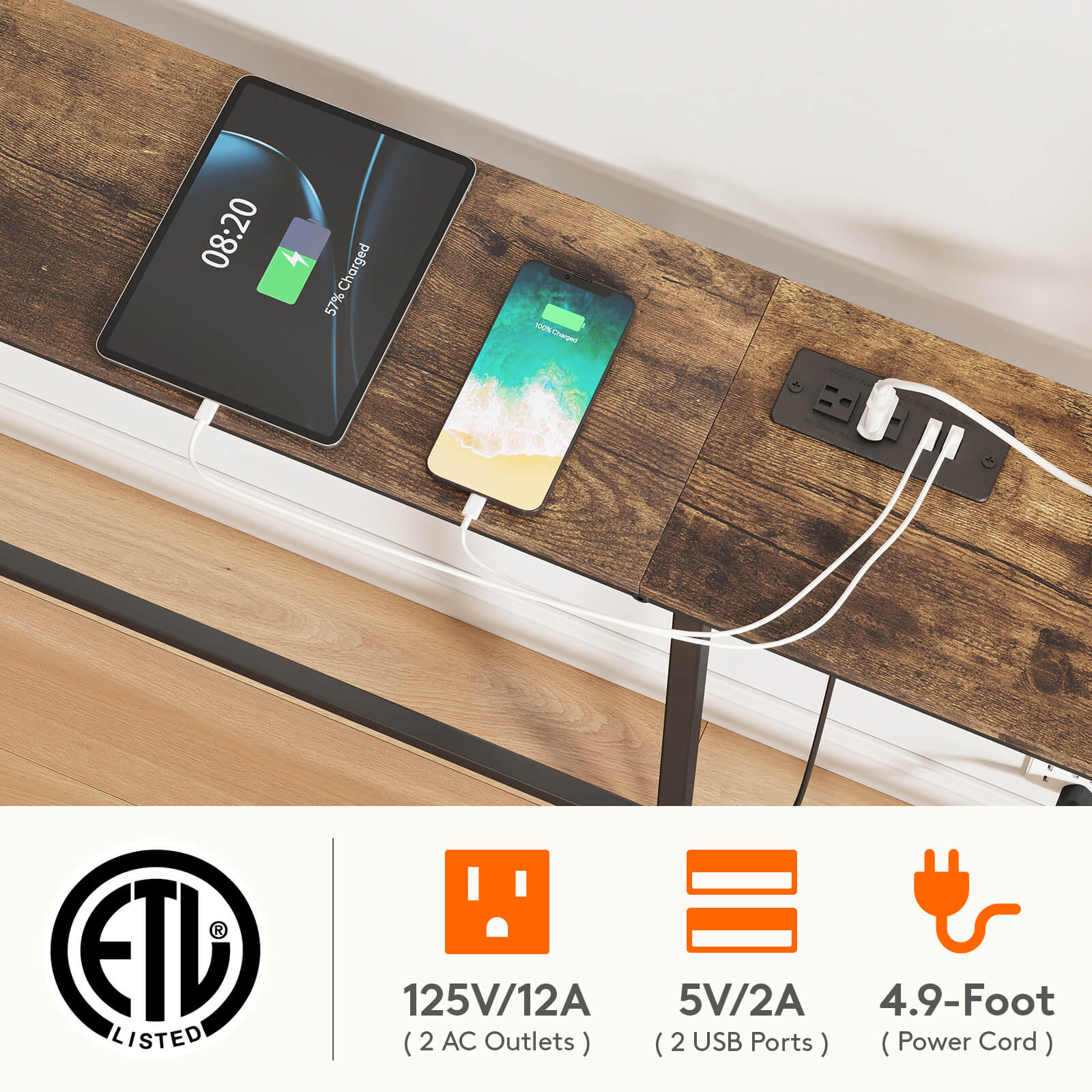 Lifewit Long Narrow Sofa Console Table with Outlets for Living Room, Entryway, Hallway