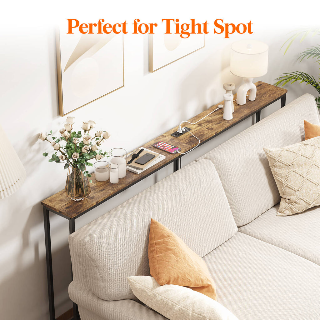 Lifewit Long Narrow Sofa Console Table with Outlets for Living Room, Entryway, Hallway