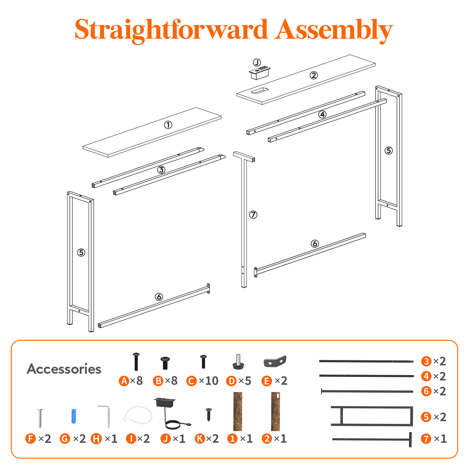 Lifewit Long Narrow Sofa Console Table with Outlets for Living Room, Entryway, Hallway