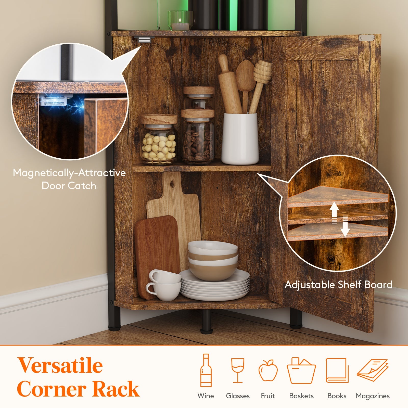 Lifewit book display stand,5 tier corner storage cabinet