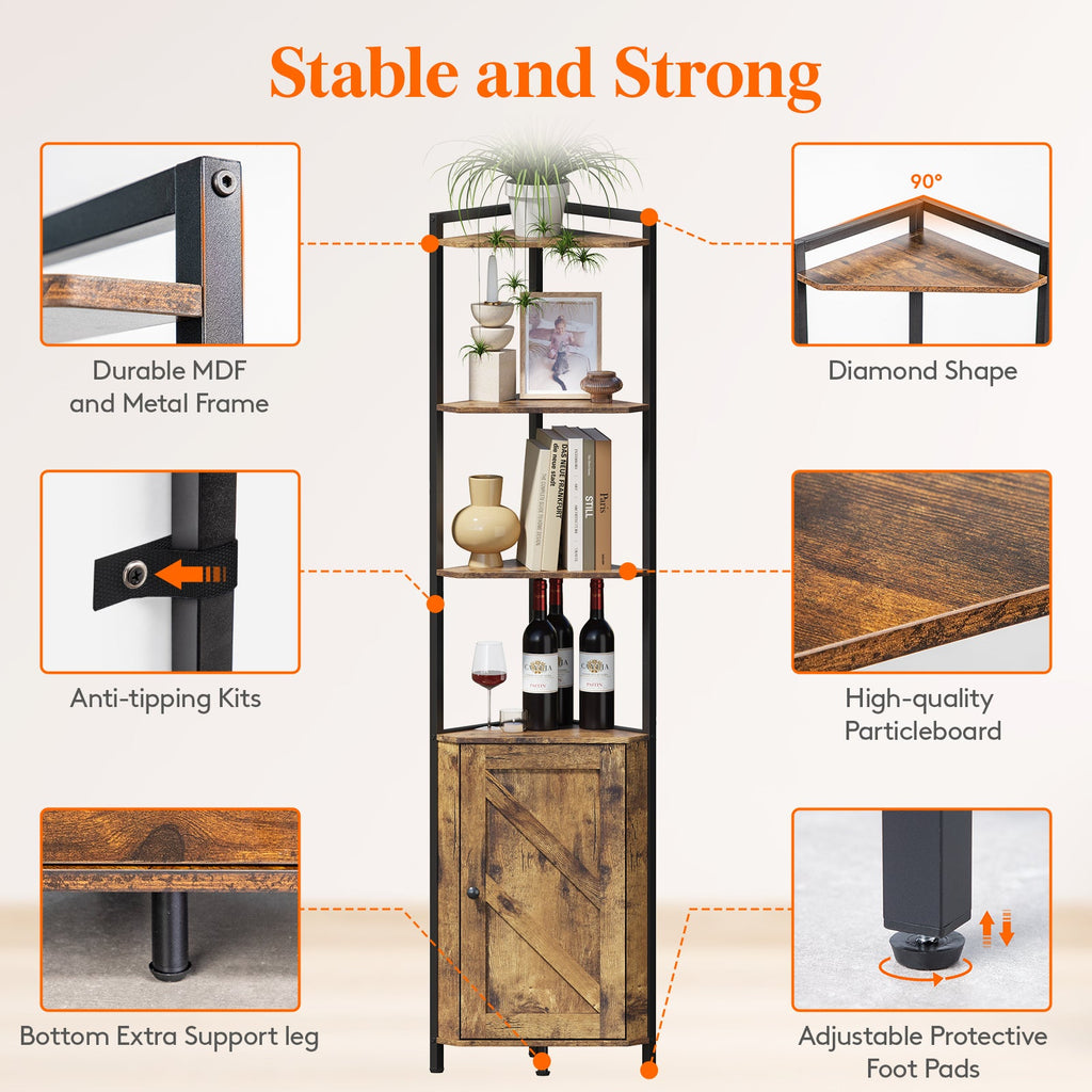 Lifewit book display stand,5 tier corner storage cabinet