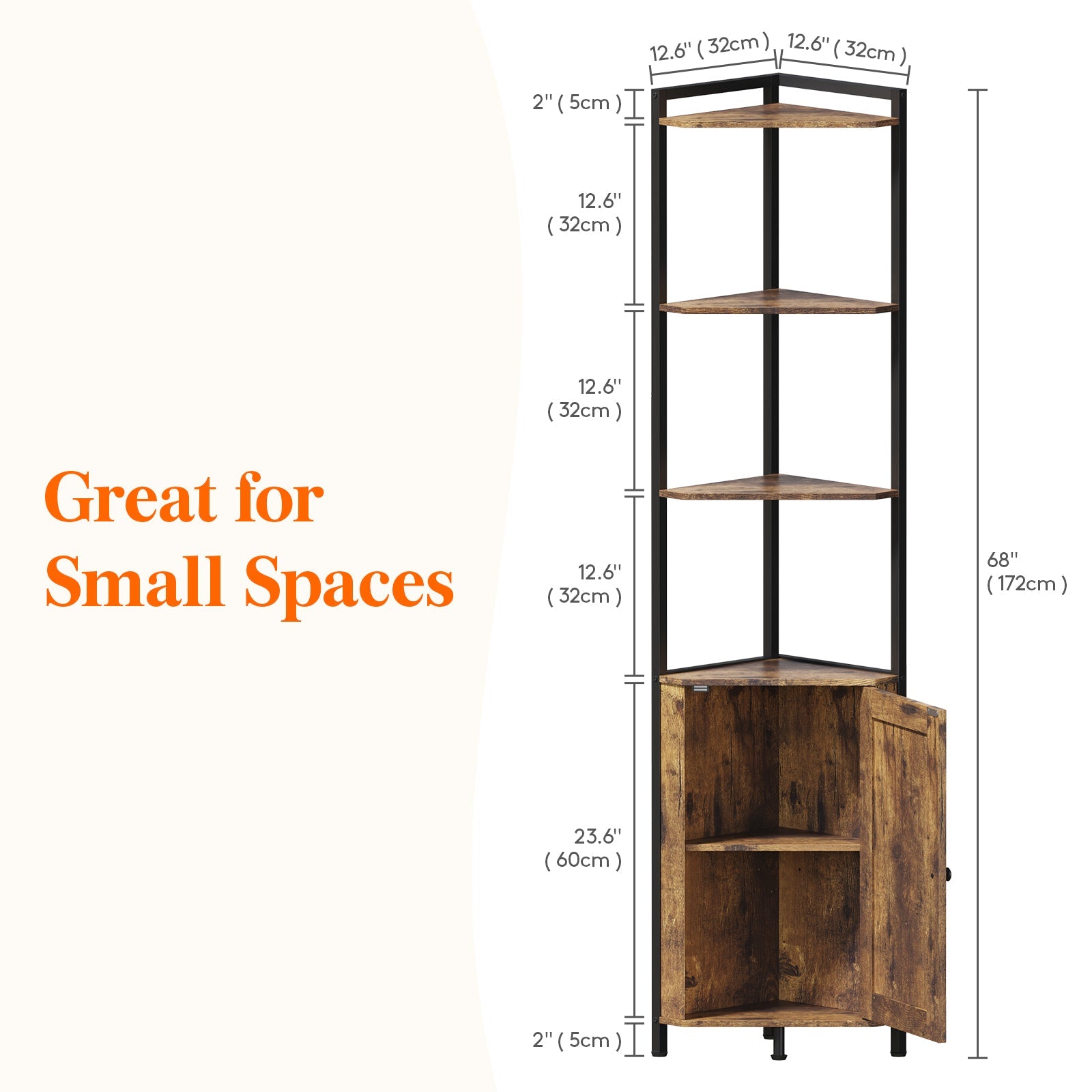 Lifewit book display stand,5 tier corner storage cabinet