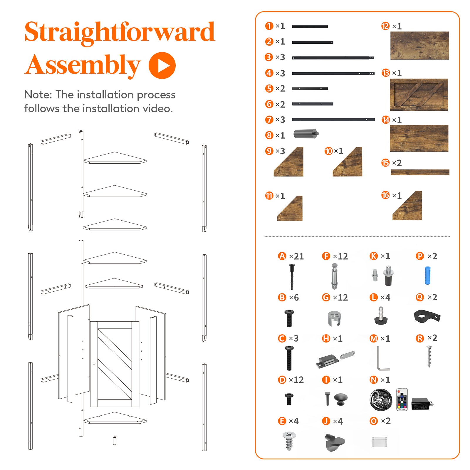 Lifewit book display stand,5 tier corner storage cabinet