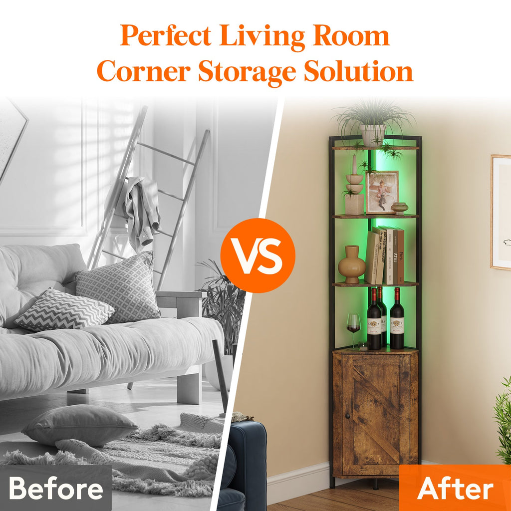 Lifewit book display stand,5 tier corner storage cabinet