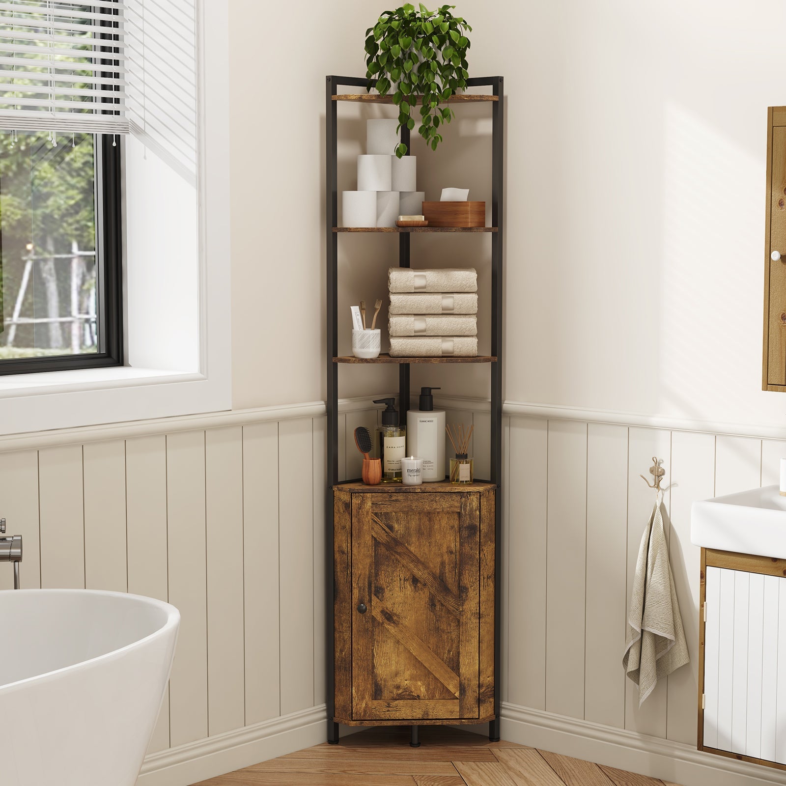 Lifewit book display stand,5 tier corner storage cabinet