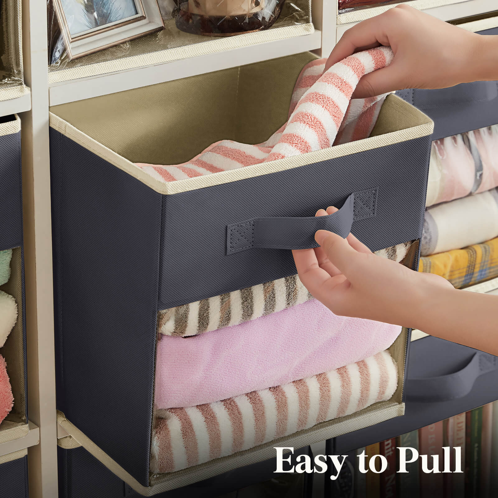 Lifewit Collapsible Cube Storage Boxes, Clothes Organiser with Clear Window, Set of 6