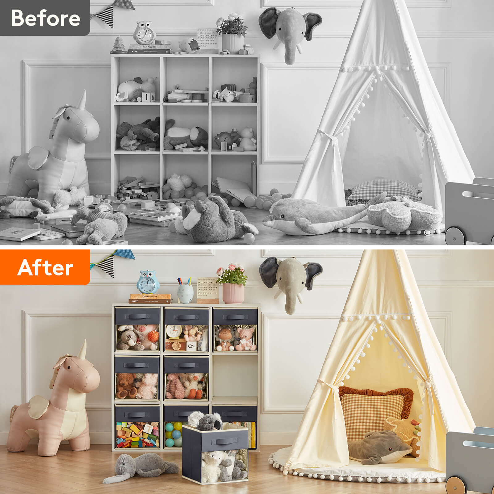 Lifewit Collapsible Cube Storage Boxes, Clothes Organiser with Clear Window, Set of 6